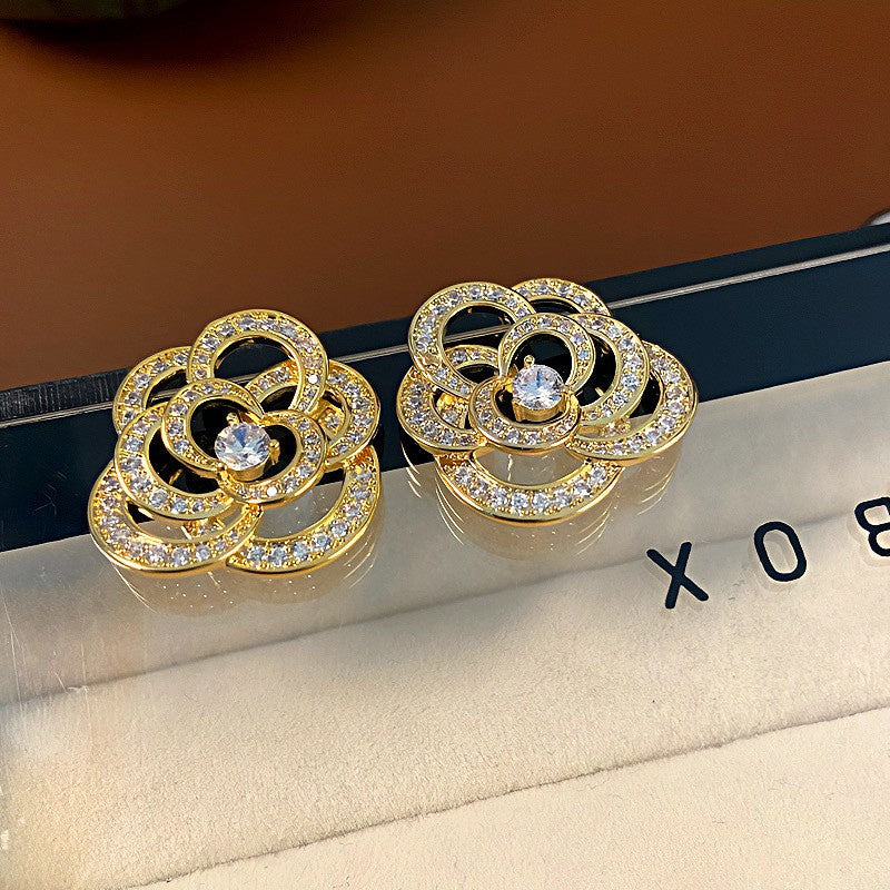 Camellia Rings Ear Studs Design Fashion Women