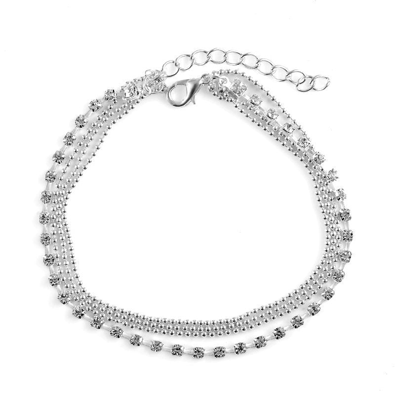 HHYDE 1PC Multilayer Crystal Anklet Foot Chain Summer Bracelet Charm Anklets Beach Foot Wedding Jewelry Gift Enkelbandje