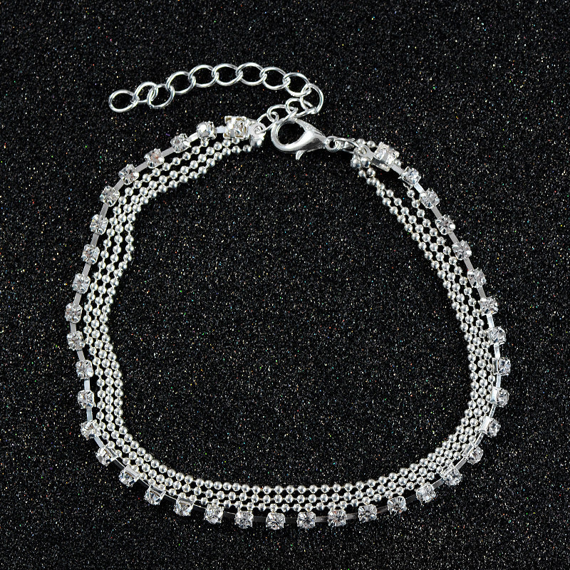 HHYDE 1PC Multilayer Crystal Anklet Foot Chain Summer Bracelet Charm Anklets Beach Foot Wedding Jewelry Gift Enkelbandje