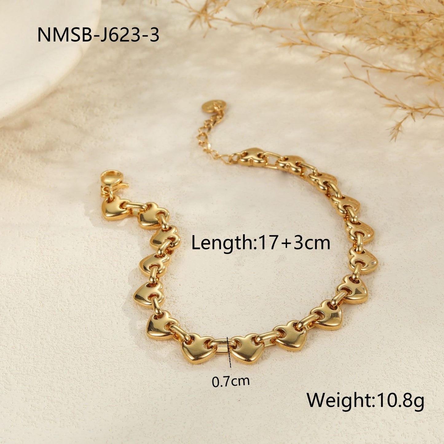 Hollowed-out Heart Bracelet Non-fading Simple Temperament