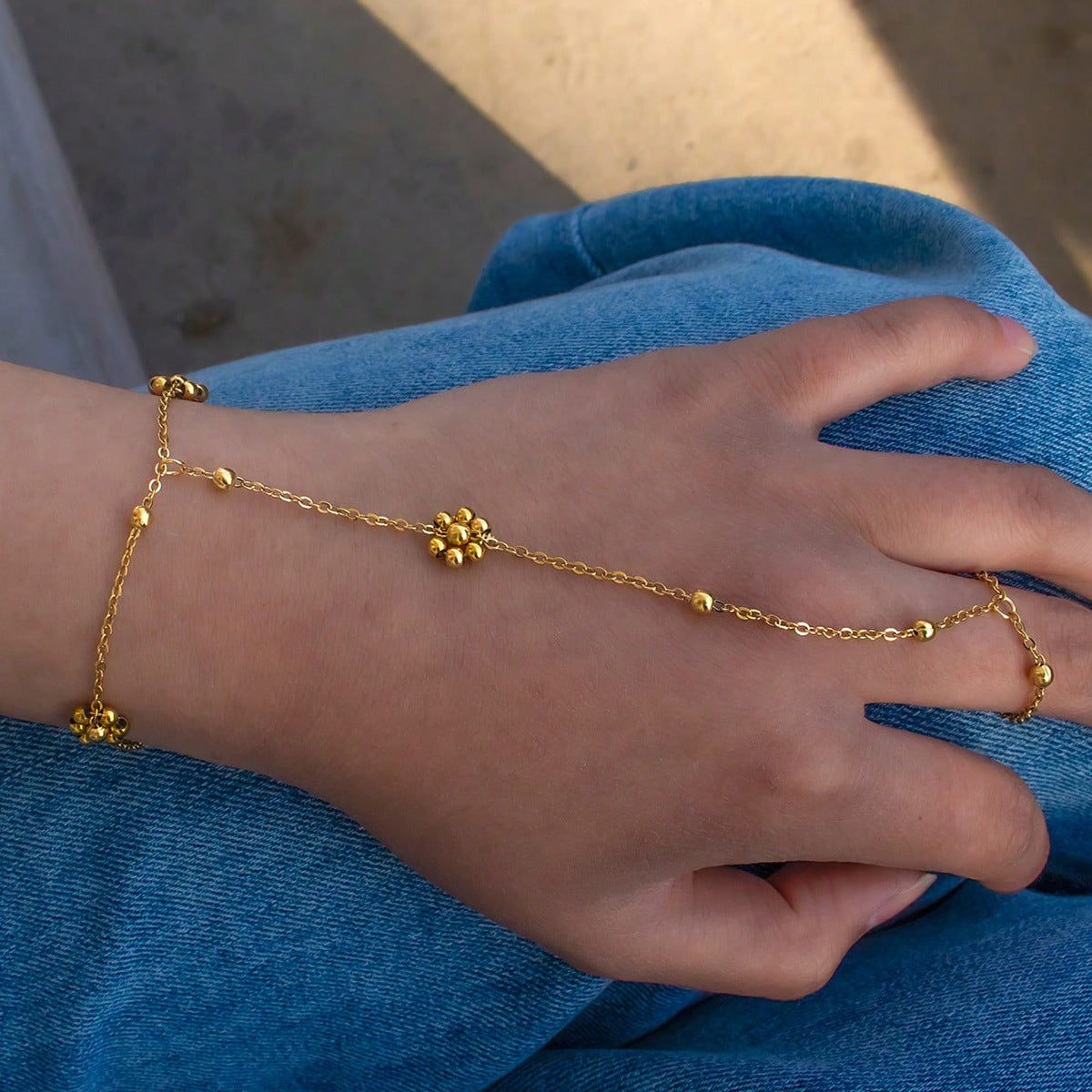 Handmade Beaded Natural Crystal Flowers Stainless Steel