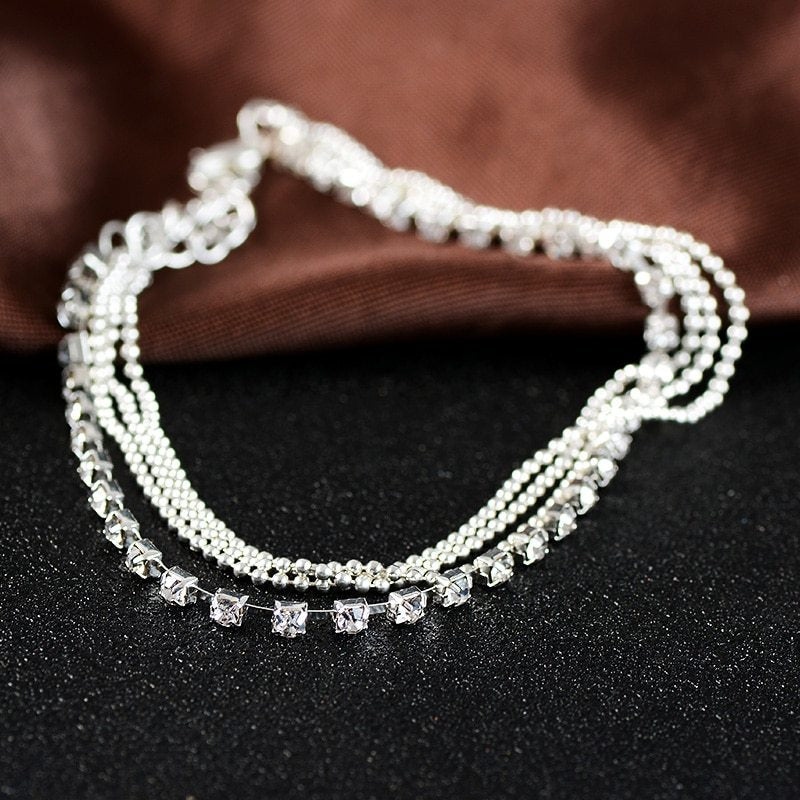 HHYDE 1PC Multilayer Crystal Anklet Foot Chain Summer Bracelet Charm Anklets Beach Foot Wedding Jewelry Gift Enkelbandje